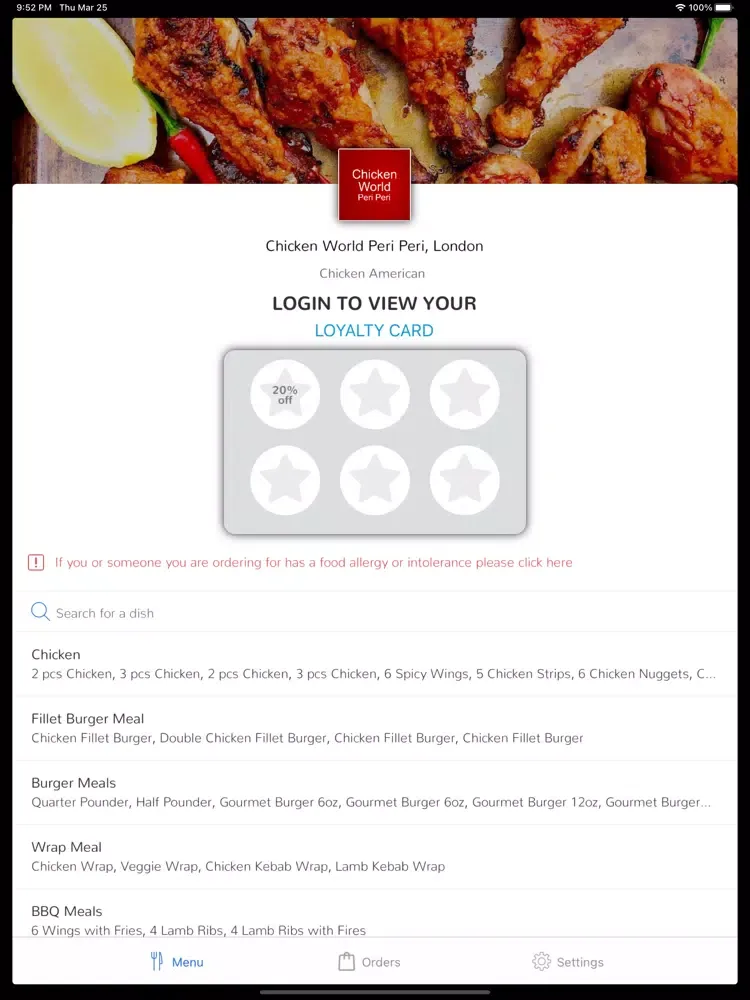 Chicken World Peri Peri London iPad 應用截圖