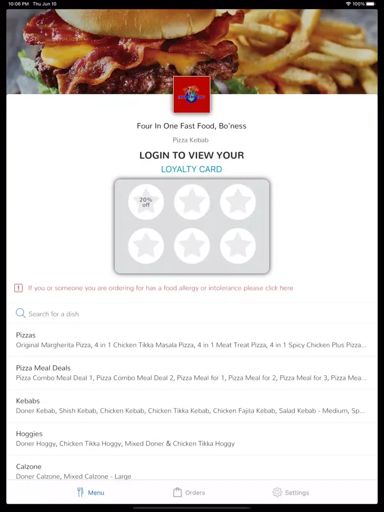 Four In One Fast Food, Bo'ness iPad  스크린샷