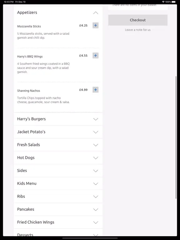 Harrys American Diner North iPad 應用截圖