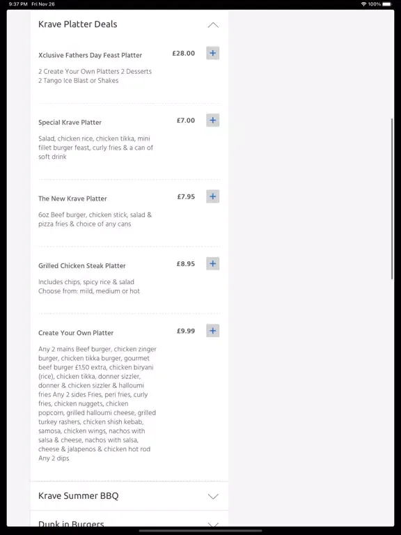 Tangkapan layar Krave Desserts, Bolton iPad 