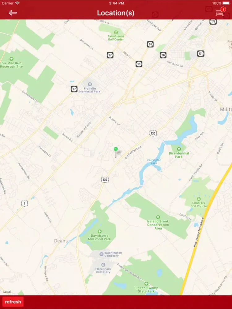 Tangkapan skrin North Brunswick Pizza iPad 