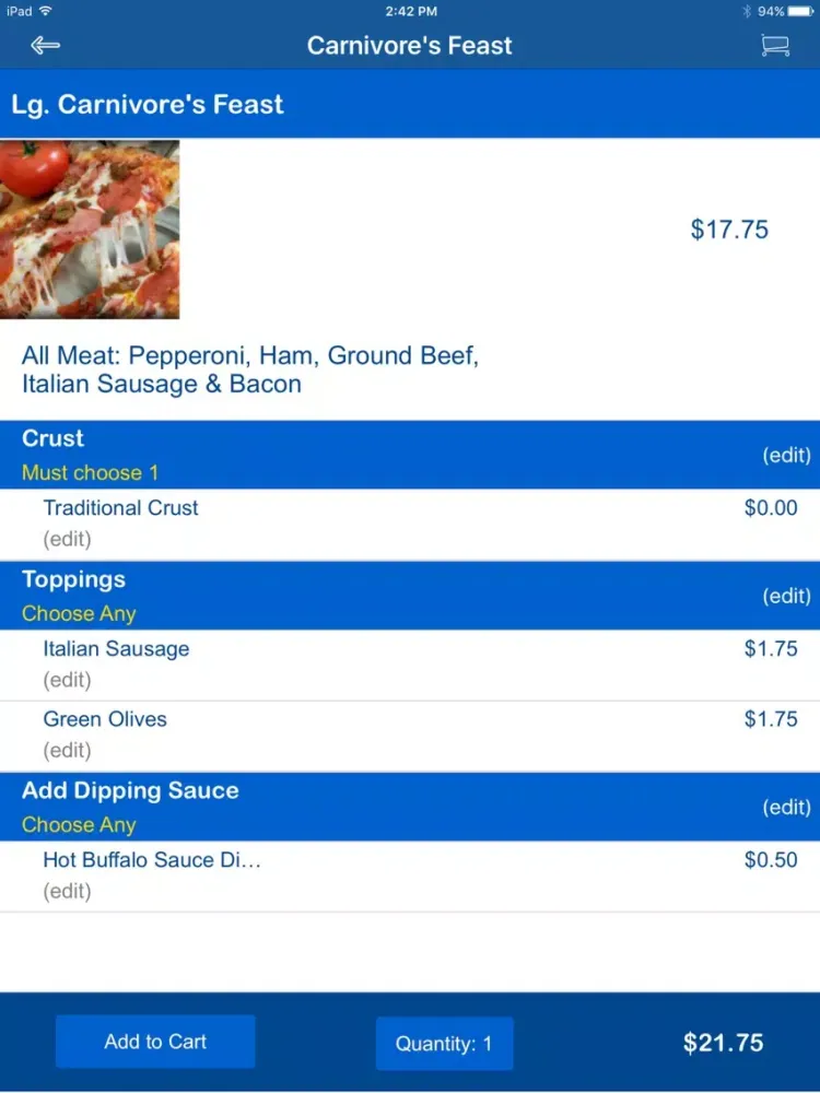 Captures d'écran de BC Hometown Pizza iPad 