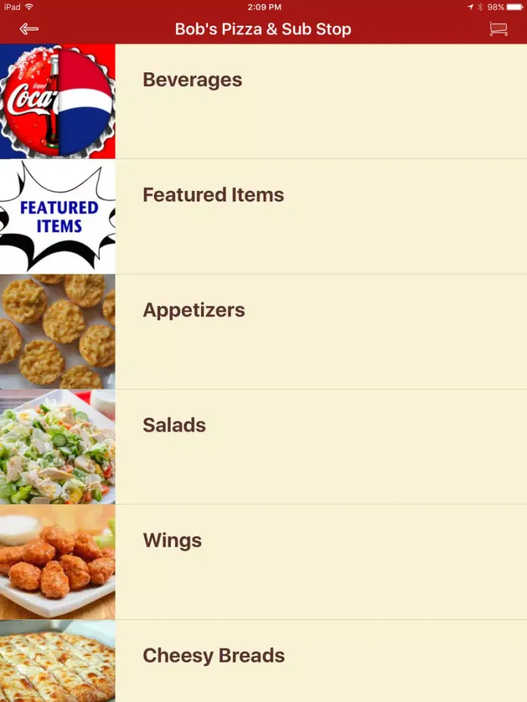 Tangkapan layar Bob's Pizza & Sub Stop iPad 