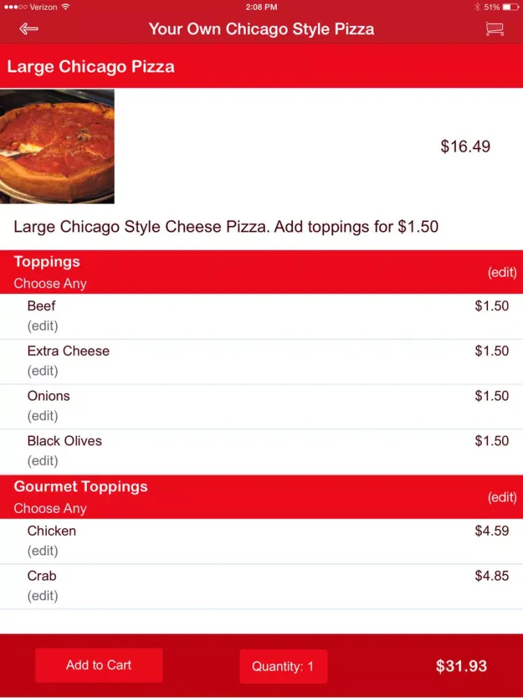 Chicagos Pizza iPad  Screenshots