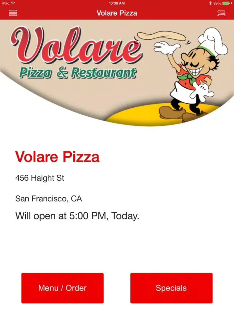 Volare Pizza iPad  Screenshots