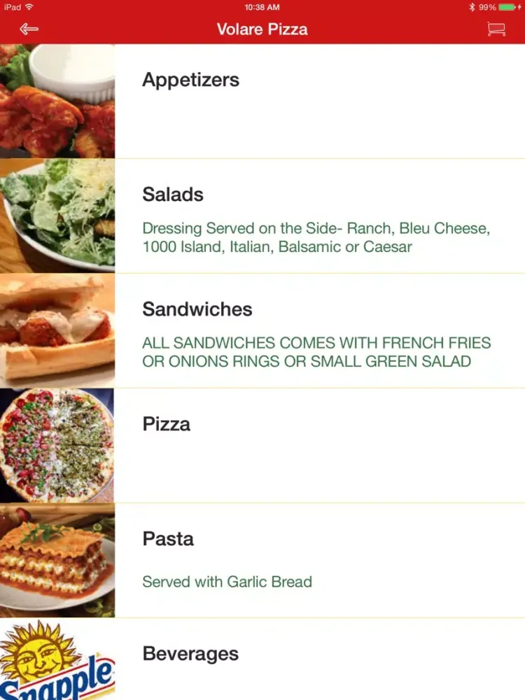 Volare Pizza iPad  Screenshots