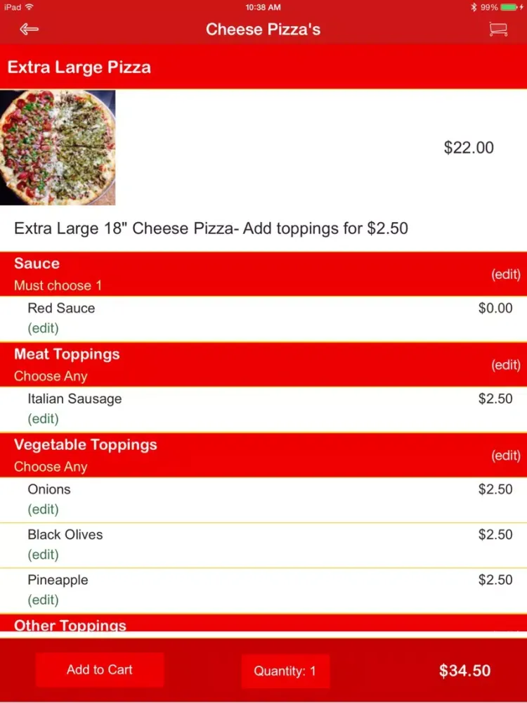 Volare Pizza iPad  Screenshots