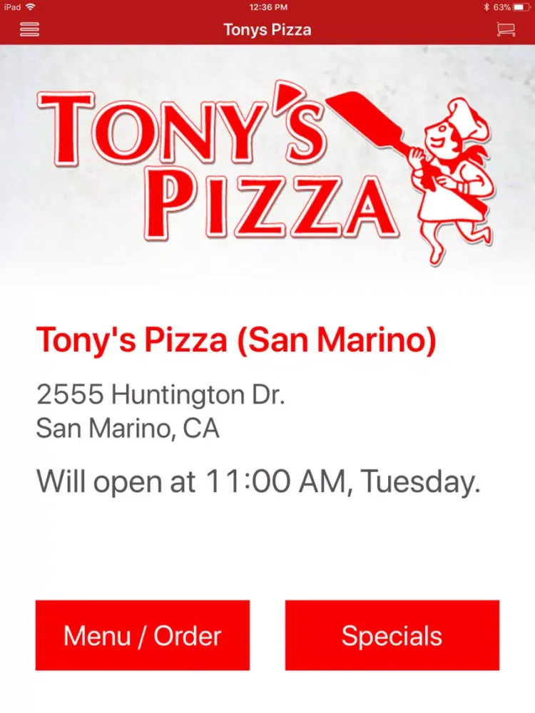 Tony's Pizza San of Marino iPad  Screenshots