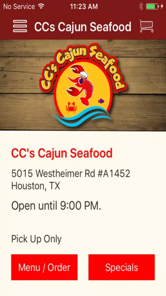 Tangkapan skrin CC's Cajun Seafood