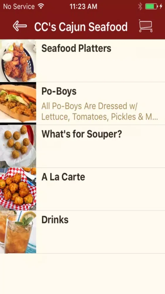 Tangkapan skrin CC's Cajun Seafood