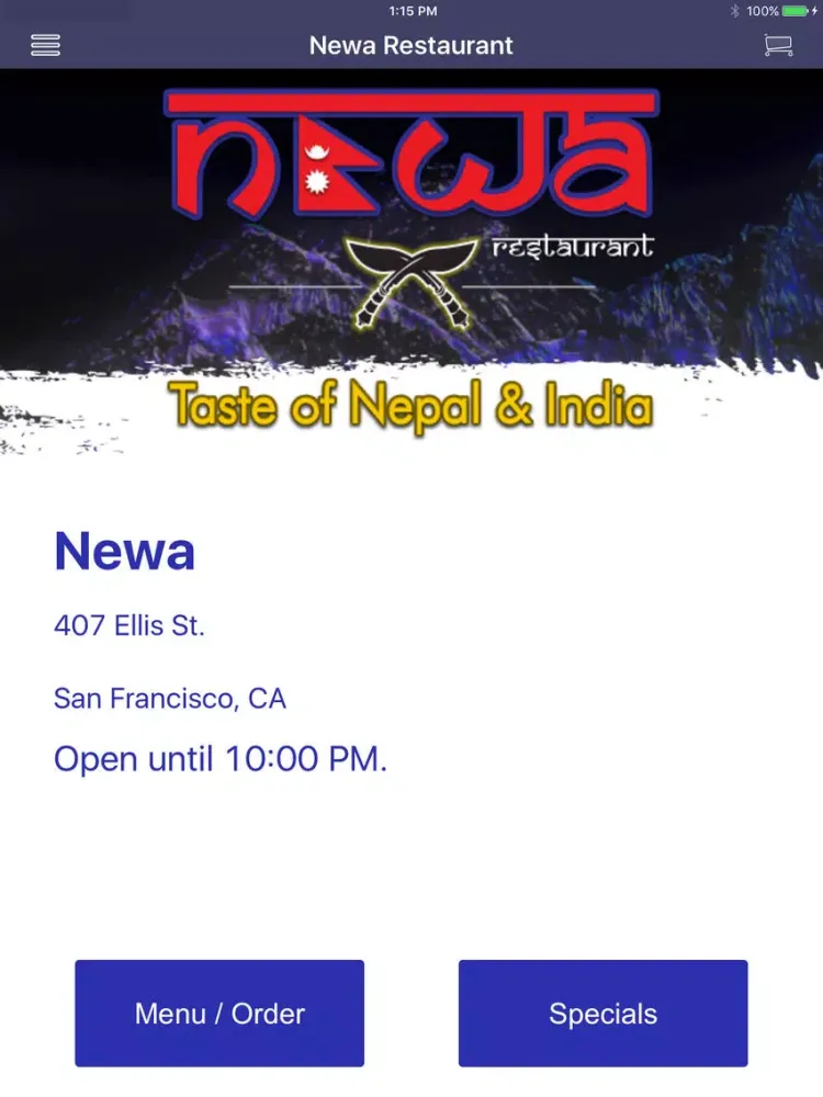 Tangkapan skrin Newa Restaurant iPad 