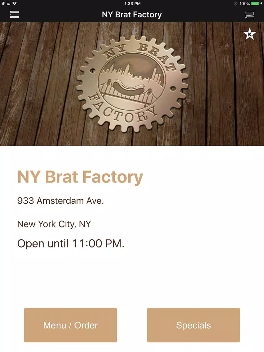 Ảnh chụp màn hình của NY Brat Factory iPad 