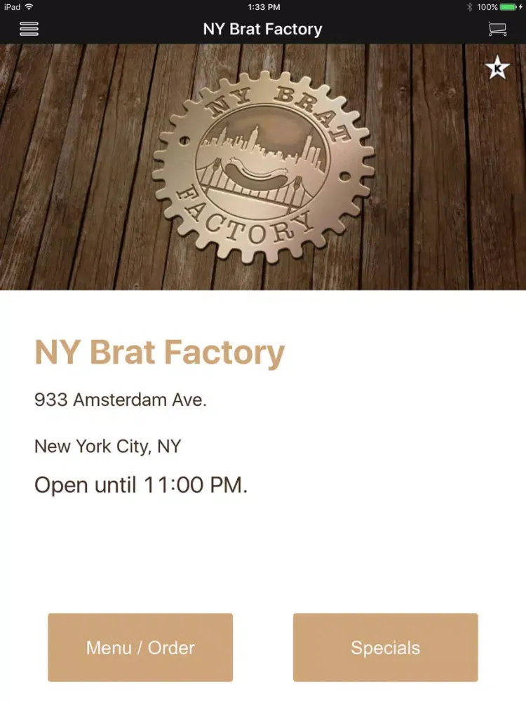 Ảnh chụp màn hình của NY Brat Factory iPad 