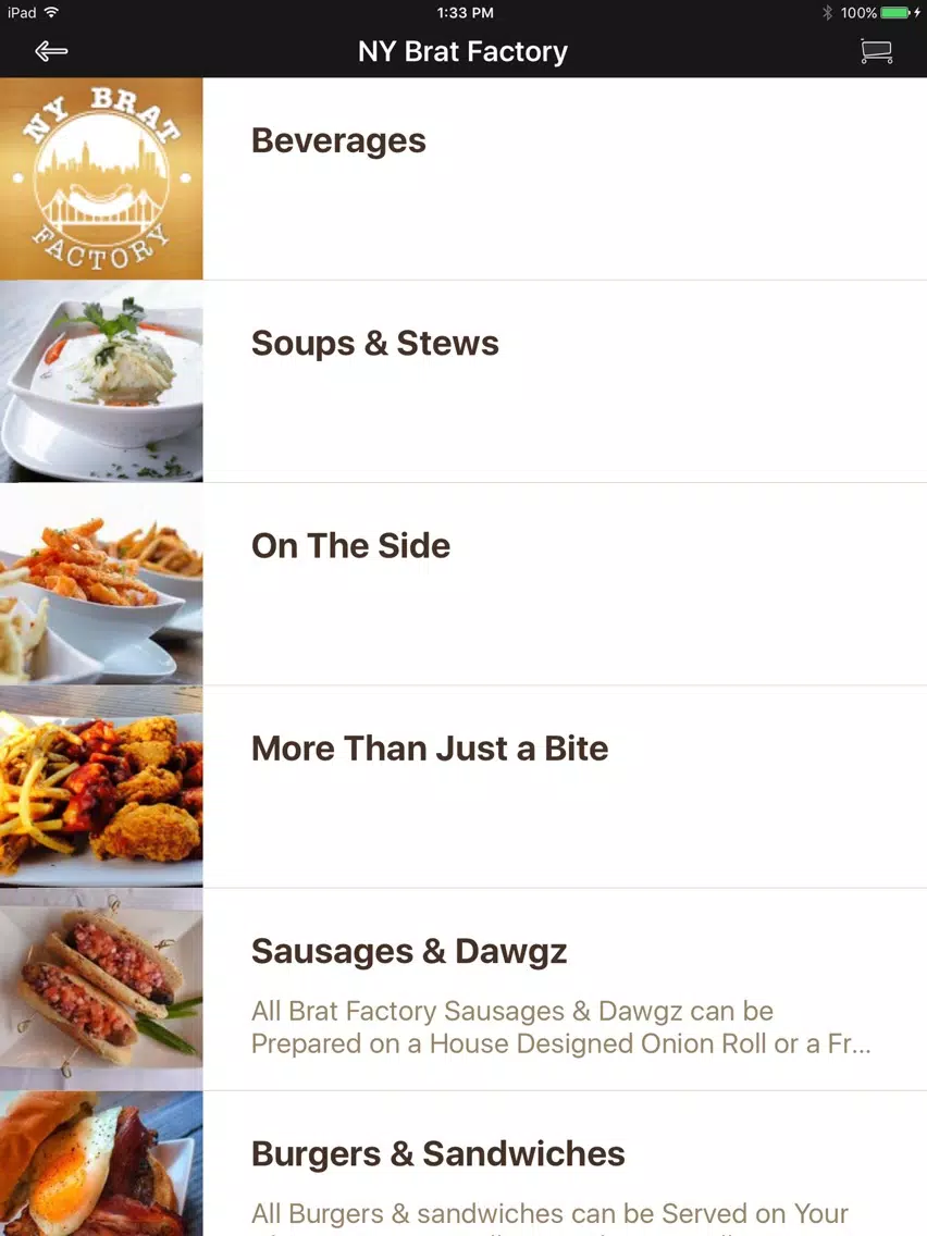 Ảnh chụp màn hình của NY Brat Factory iPad 