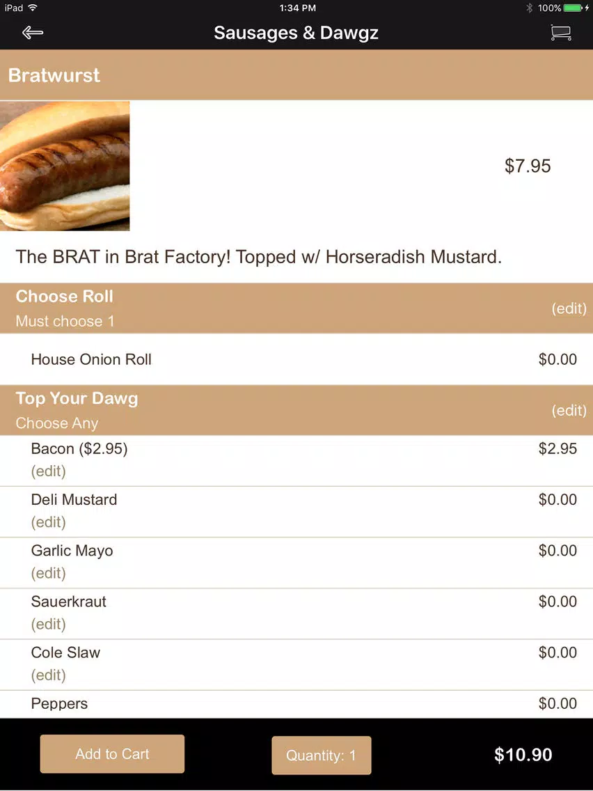 Ảnh chụp màn hình của NY Brat Factory iPad 