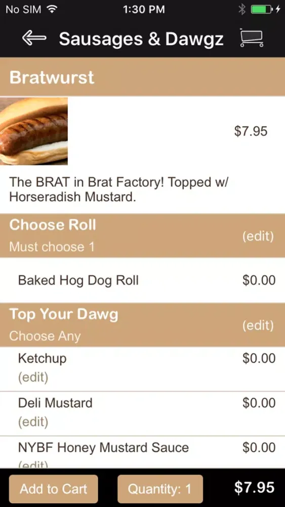 Ảnh chụp màn hình của NY Brat Factory