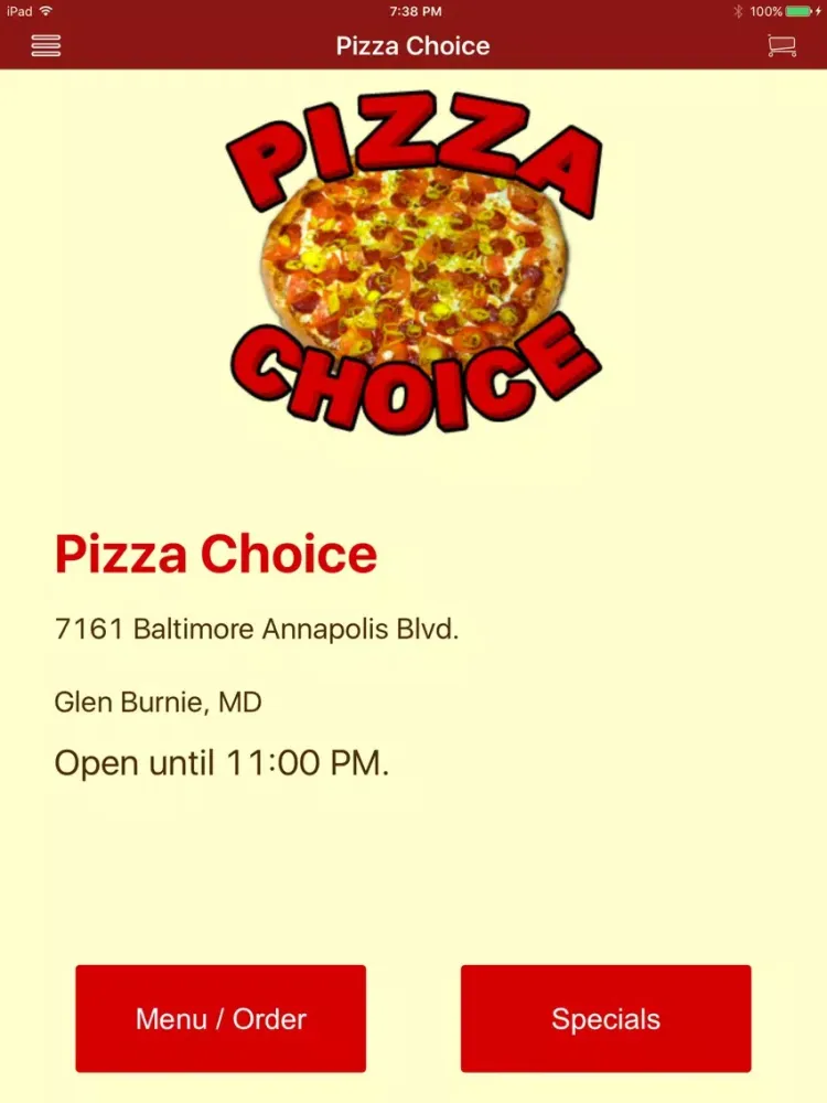 ภาพหน้าจอของ Pizza Choice MD iPad 
