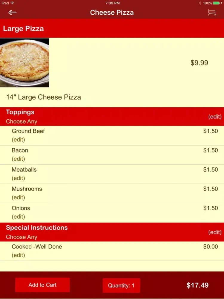 ภาพหน้าจอของ Pizza Choice MD iPad 