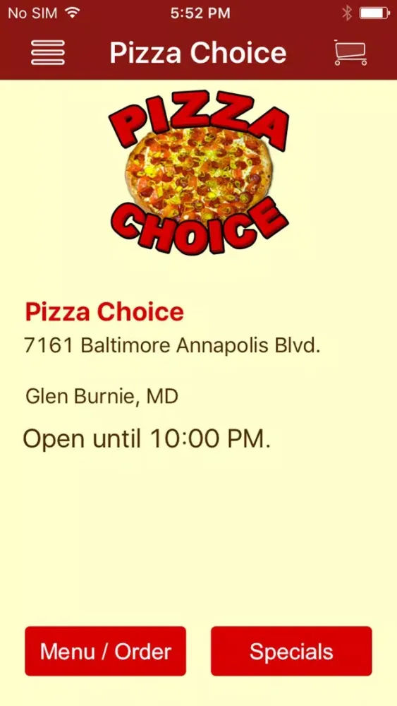 ภาพหน้าจอของ Pizza Choice MD