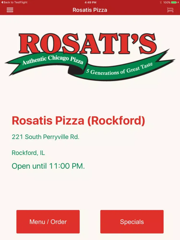 Tangkapan skrin Rosatis Pizza iPad 