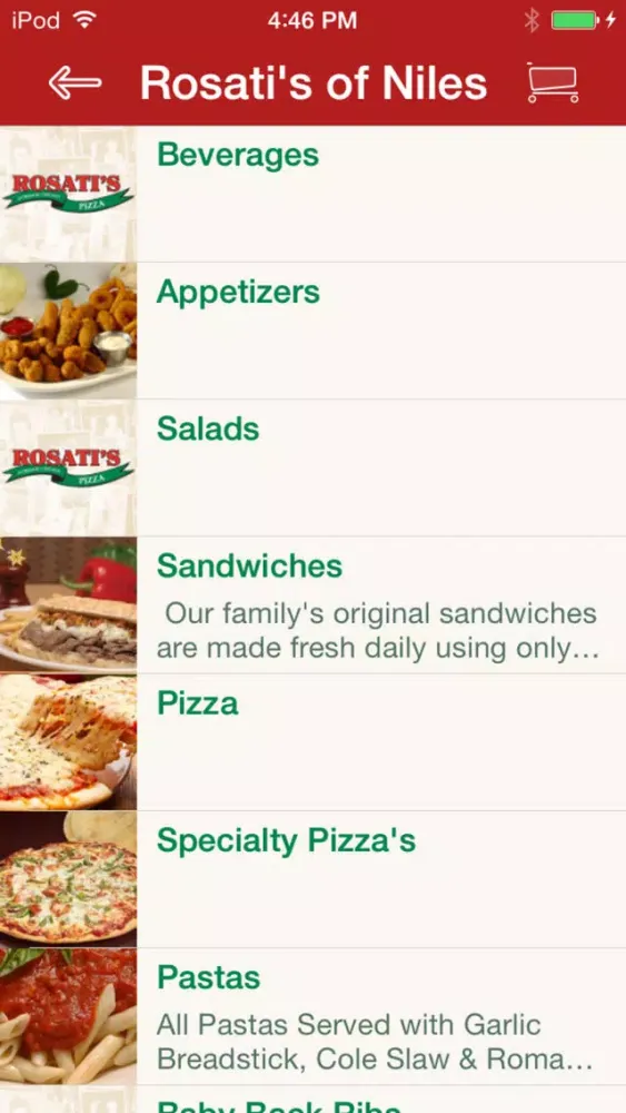 Tangkapan skrin Rosatis Pizza