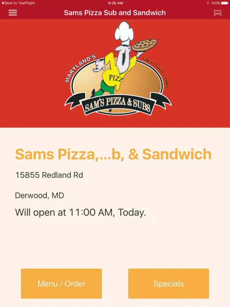 Sams Pizza, Sub, & Sandwich iPad  Screenshots