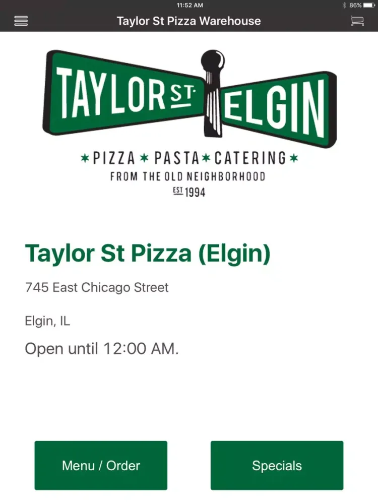 Taylor Street Pizza Warehouse iPad  Screenshots