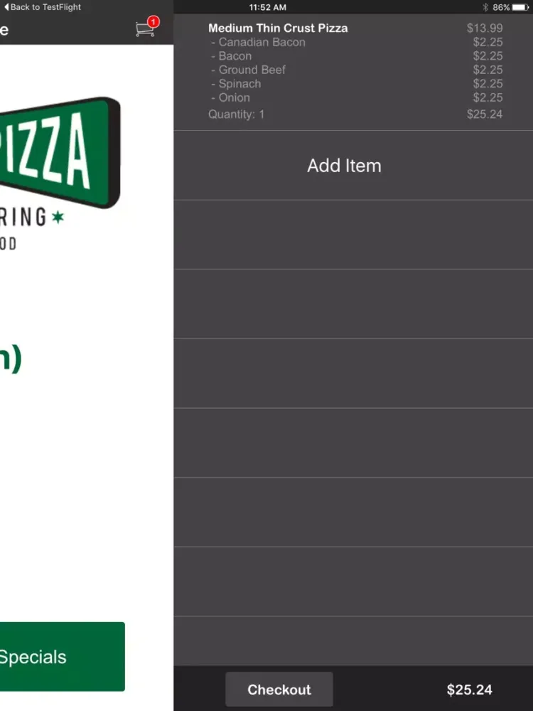 Taylor Street Pizza Warehouse iPad  Screenshots