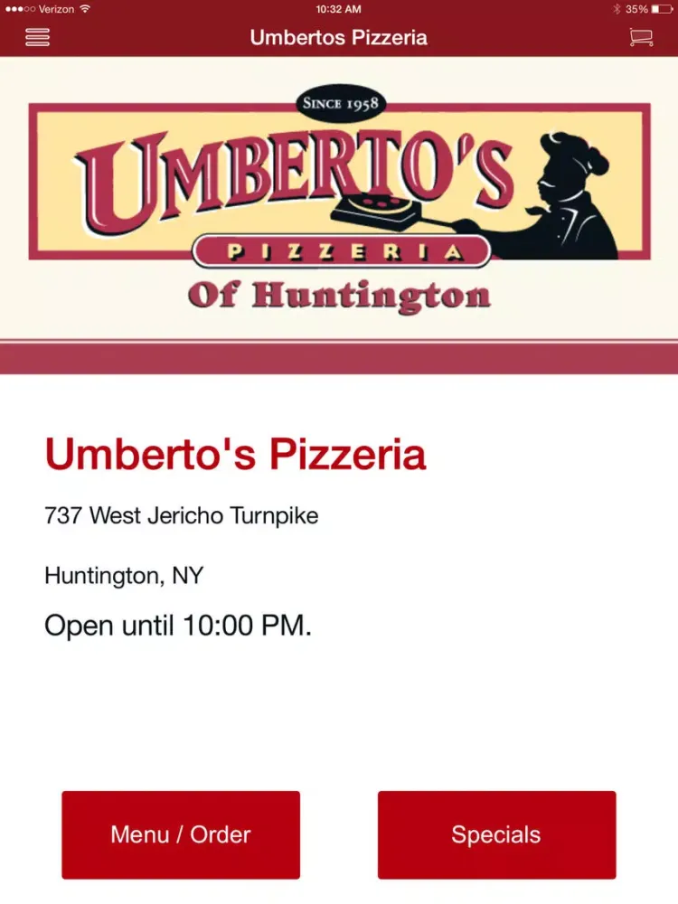 Umberto's Pizzeria iPad  स्क्रीनशॉट