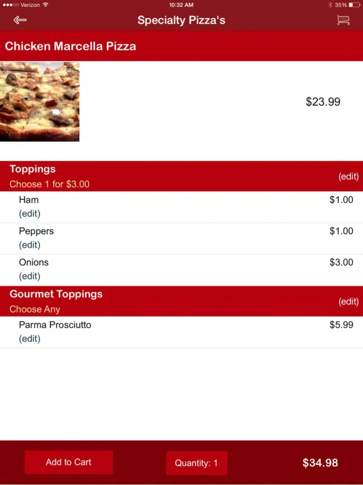 Umberto's Pizzeria iPad  स्क्रीनशॉट