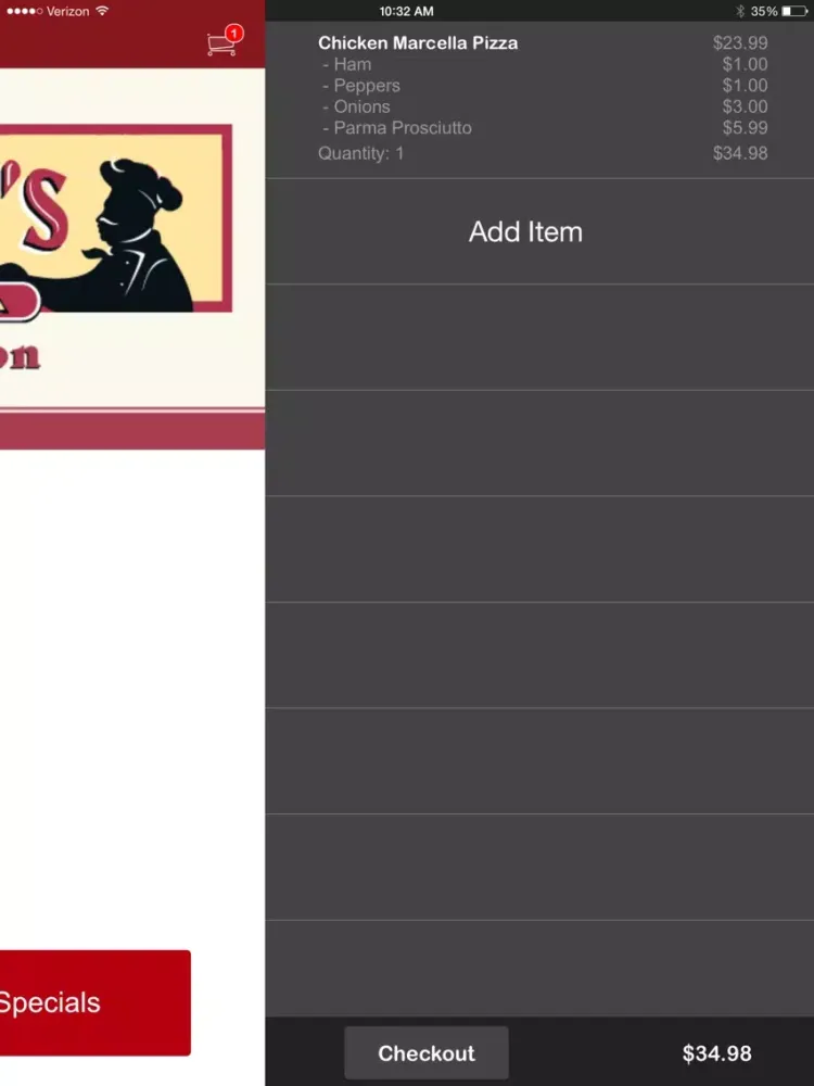 Umberto's Pizzeria iPad  स्क्रीनशॉट