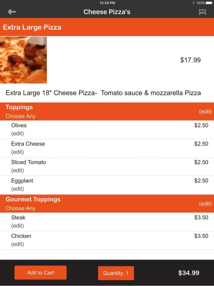 Vesuvio Pizzeria iPad  স্ক্রিনশট