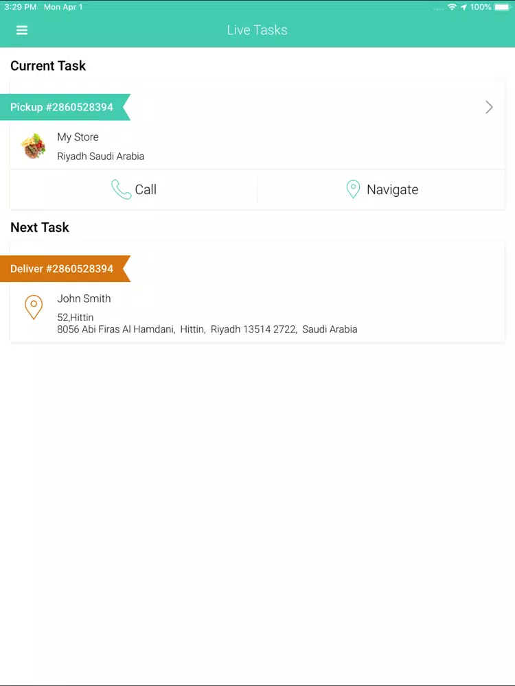 Tangkapan layar 4orderStation Driver iPad 