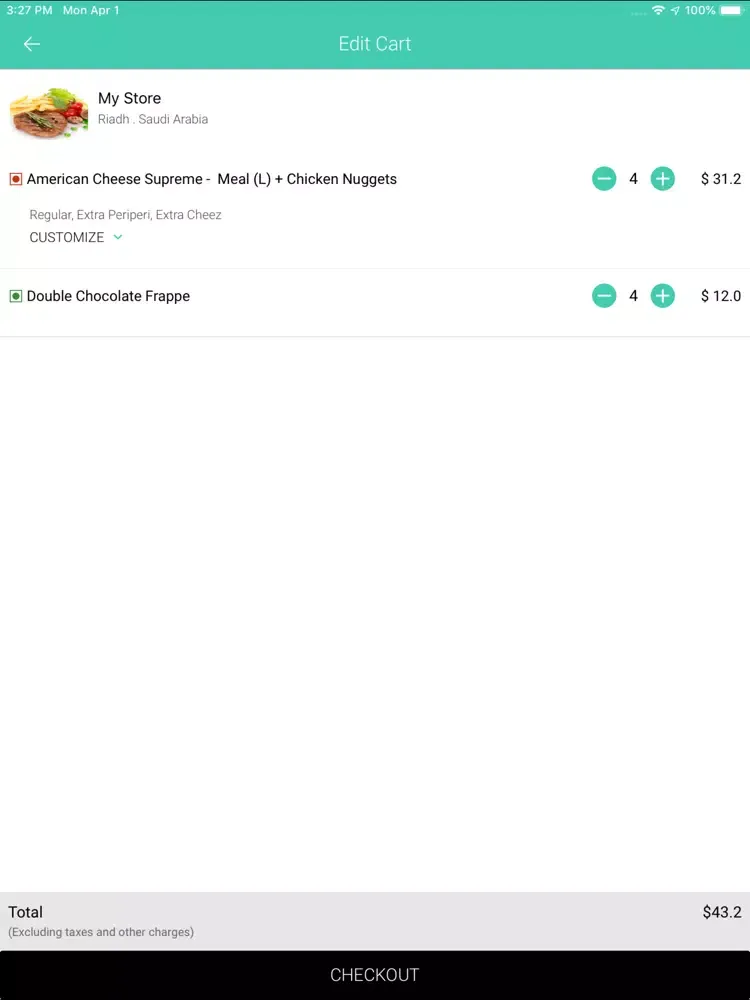 Tangkapan layar 4orderStation iPad 