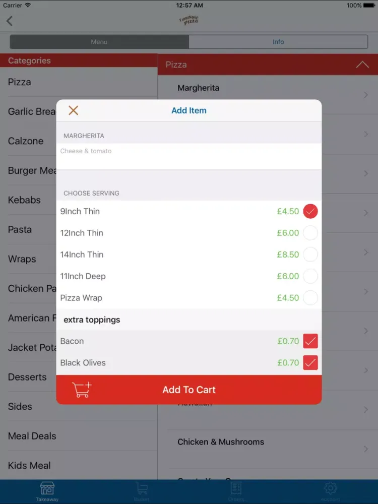 Capturas de tela do Tuminose Pizza Doncaster iPad 