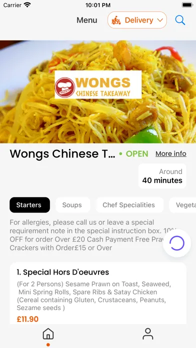 Capturas de tela do Wongs Chinese Takeaway