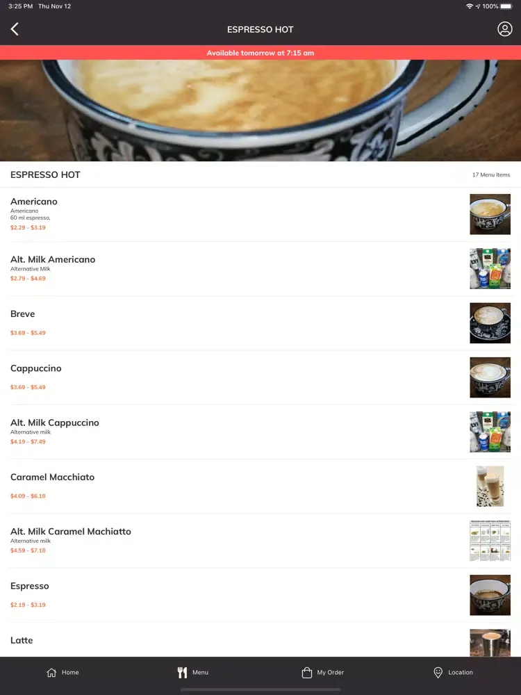 Capturas de tela do Park City Coffee Roaster iPad 