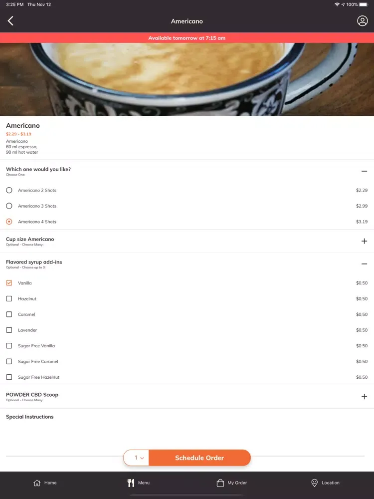 Capturas de tela do Park City Coffee Roaster iPad 