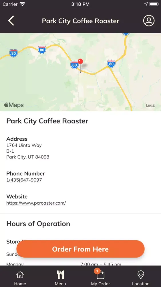 Capturas de tela do Park City Coffee Roaster