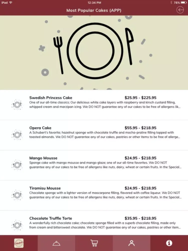Schubert's Bakery iPad 应用截图