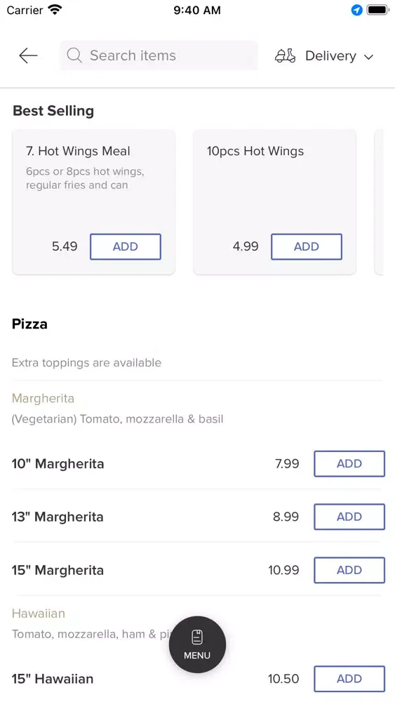 Captures d'écran de Oregano Leaf Pizzeria.