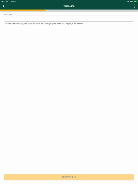 O’Reilly First Call VIN Scan iPad  Screenshots
