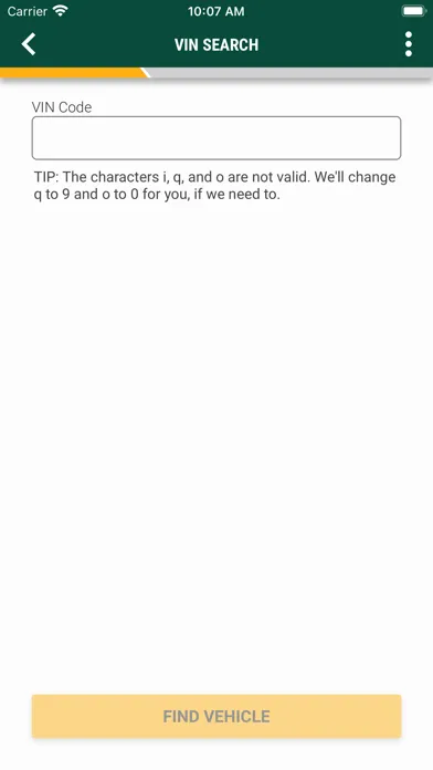 O’Reilly First Call VIN Scan Screenshots