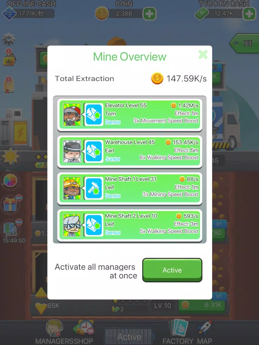 Ore tycoon-idle Mining game iPad  سکرین شاٹس