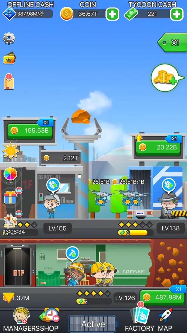 Ore tycoon-idle Mining game سکرین شاٹس