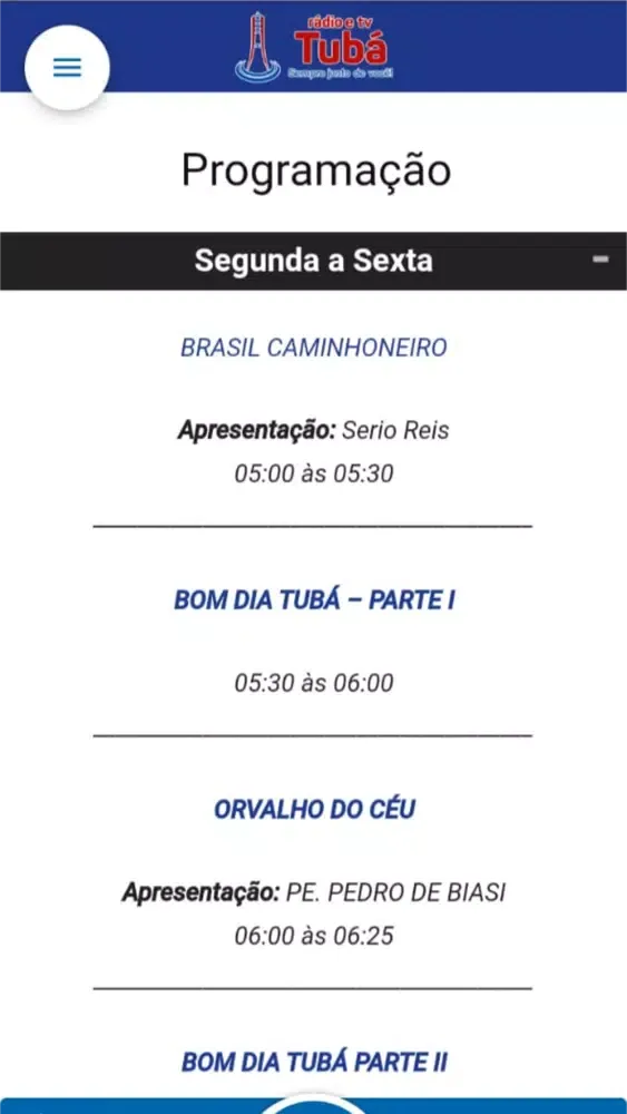 Captures d'écran de Rádio e TV Tubá Oficial