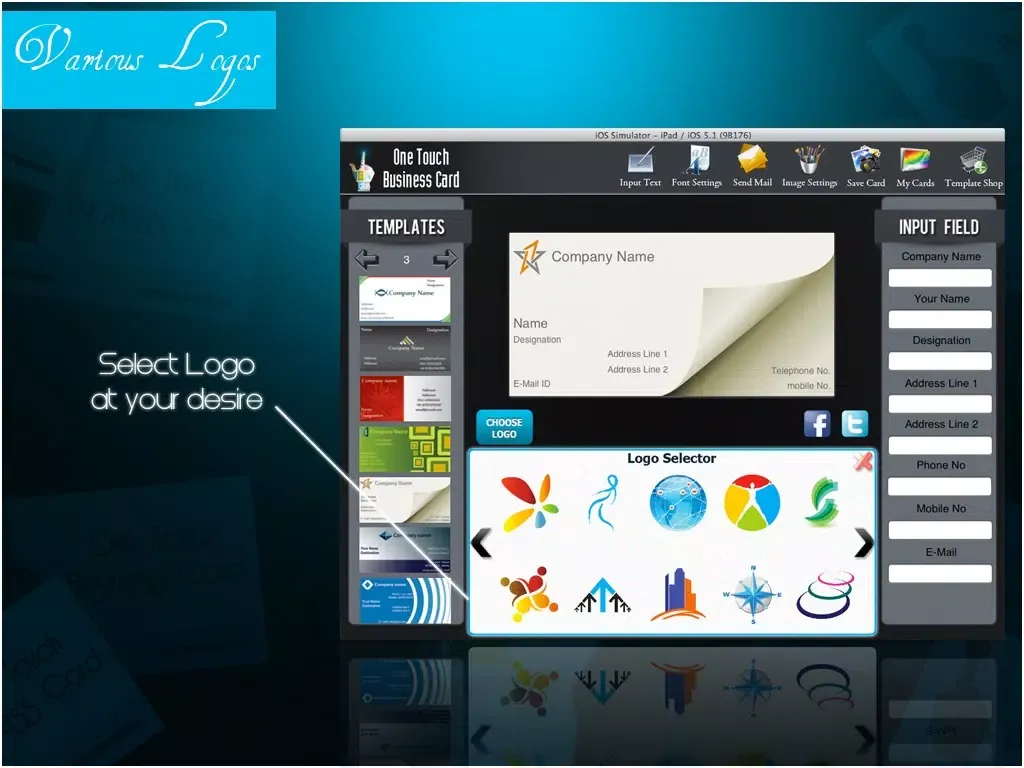 Tangkapan skrin One Touch Business Card iPad 