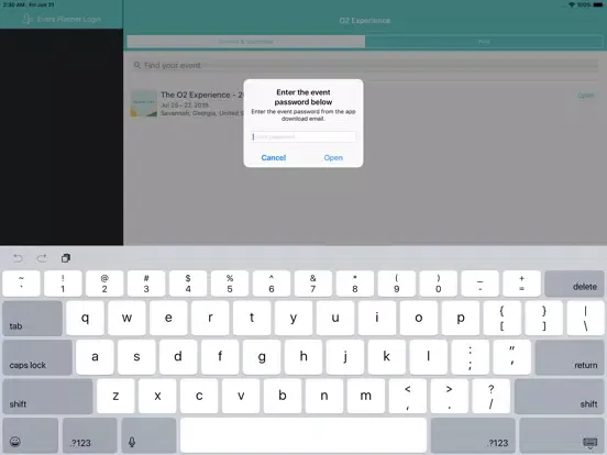 Tangkapan layar O2 Experience iPad 