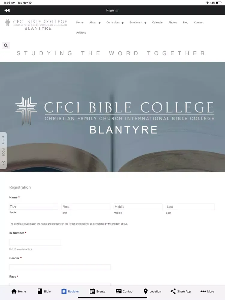 CFCIBC Blantyre iPad  Screenshots