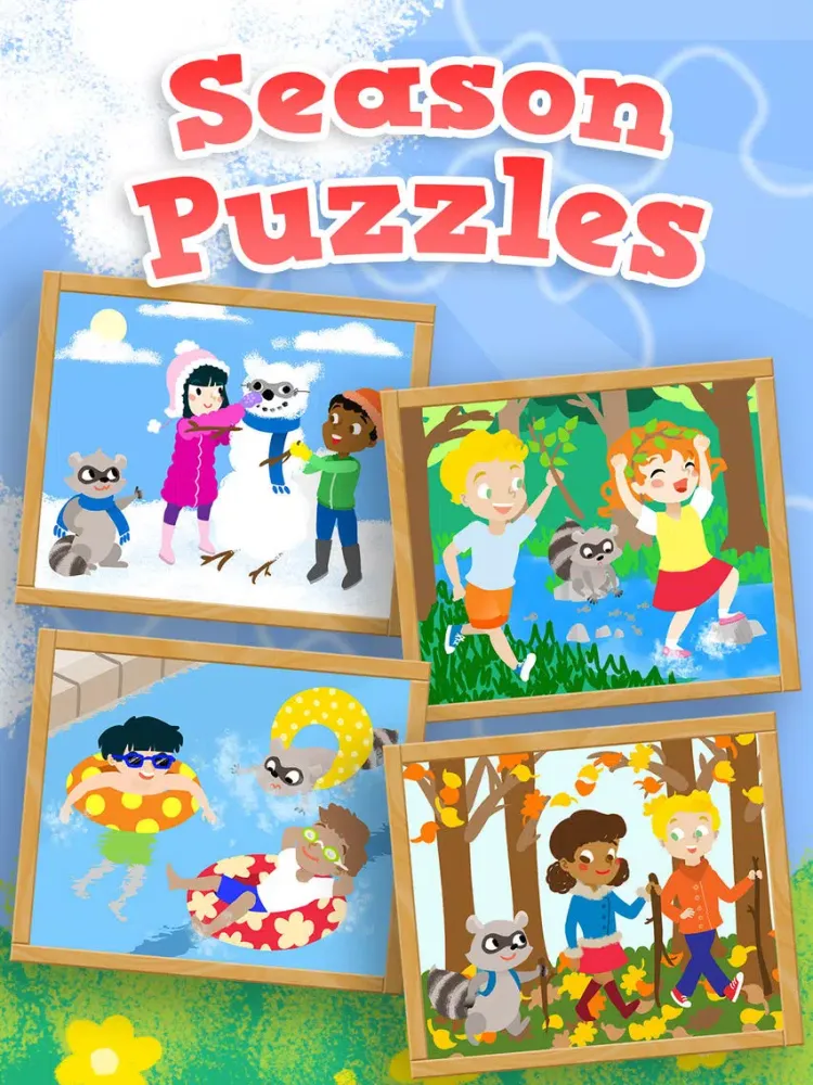 Captures d'écran de Kids Season Puzzles: Animated Spring, Summer, Fall and Winter Wooden Jigsaw Puzzle Games for Toddler and Preschool Boys and Girls - Education Edition iPad 